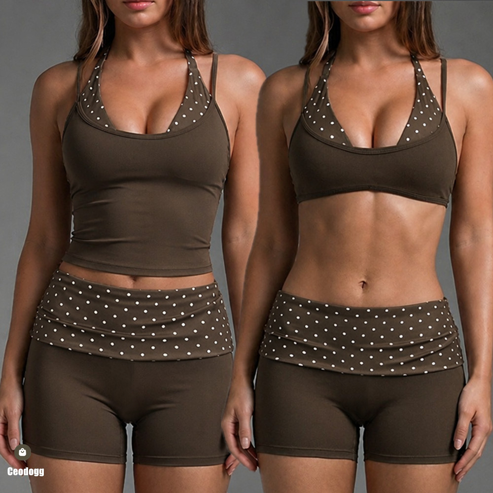 Rugged Sport Strap - Polka Dot Damen-Top mit Trägern, Halter-Yoga-BH,